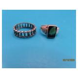 (2) Sterling sz6 Rings Loop/Stone 5.7g