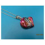 Sterling HEART Oyster Turquoise Pendant Necklace9g