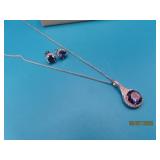 2pc Sterling w Tanzanite Earrings & Necklace Set