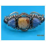 vtg CAROLYN POLLACK Sterling 2.25' Bracelet Jasper