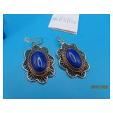 Sterling STUDIO BARSE Lapis Blue 2' Earrings 21g