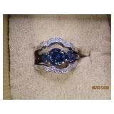 Sterling 3pc Ring SET Purple Stone sz7.75 7g