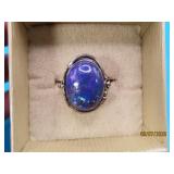Sterling SouthWest Purple Oyst sz8 Ring 7.5g