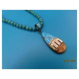 SouthWest Turqoise & Sterling Pendant Set 17'