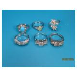 (6) Stunning Sterling Silver sz7 Rings 23.5g