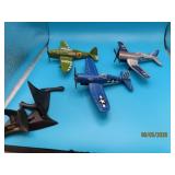 (3) 4'ish Diecast Airplanes F4U stands