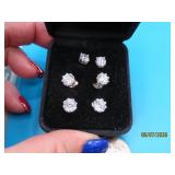 (3pairs) Sterling CZ lg Stud Earrings