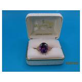 10kt Gold sz6.5 Ring large 9/16' Amethyst 6.55g
