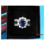 Sterling CobaltBlue CZ sz8 Ring 7.5g