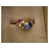 14kt Gold Gemstone Cross sz7.25 Ring 5.55g
