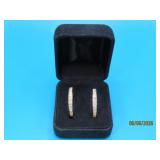 14kt Gold large 1' Hoop Earrings CZstone 5.45g