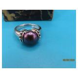 Purple Pearl Sterling sz7 Ring 6g