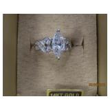 14kt White Gold CZ InlaidStone sz6.75 Ring 4.7g