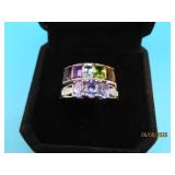 (2) Sterling sz9 Beautiful MultiStone Rings 7.4g