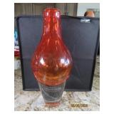 12' Art Glass Orange Swirl HeavyBase Vase