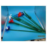(9) Solid Art Glass 12'ish Flowers & Leaves