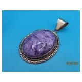 Pawn Sterling Amethyst 2' ESsigned Pendant