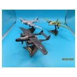 (3) BomberType Diecast  4' Airplanes on stands