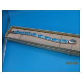Sterling Turquoise 7.25' SquareLinked sgd Bracelet