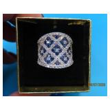 Sterling BlueCZ FineCluster sz8 Ring 9g
