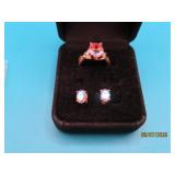 2pc Sterling MERCURY MIST sz7 Ring & Earrings