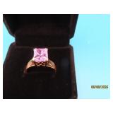 Sterling (goldtone) Amethyst sz8.75 Ring 3.5g