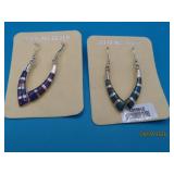 (2sets) Sterling Turq&Purple 2' Dangle Earrings