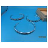 (3) Sterling Turq & RedSponge Coral 2.5' Bracelets