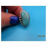 Sterling Chunk Turquoise sz9.25 Ring  hallmarked