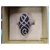 Sterling lg Blck Rhodium sz8 Ring 8.8g