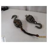 (2) vintage HD Metal 3way Pulley Hoists