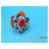 Sterling MultiStone Turq 'L'sgd sz8 Ring 7.5g