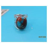 Sterling Kingman Turquoise sz8 Ring 9.5g