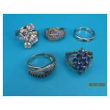 (5) Pretty sz8 Sterling Silver Rings 25g