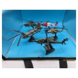 (4) Diecast 4' Helicopter Toy Figures on stands