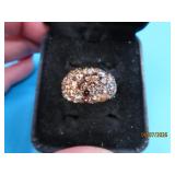 Sterling CZ AmberCluster sz9 Ring 8g