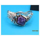 Rare Sterling LES BAKER Charoite 2.25' Bracelet