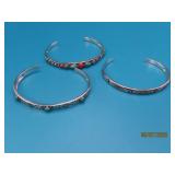 (3) Sterling Turq & RedSponge Coral 2.5' Bracelets