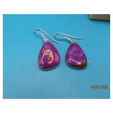 Sterling PurpleCopper Turqoise 1.5' Earrings 6g