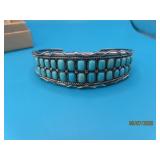 Sterling DKsigned TurqoiseCluster 2.75' Bracelet