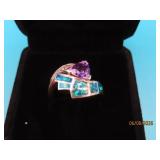 MultiStone Amethyst sz8 Ring 6.4g
