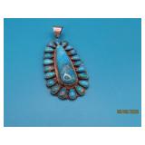 Pawn Sterling signed P YAZZIE Navajo 2.75' Pendant