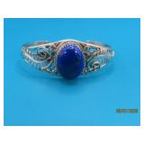Pawn Sterling YAZZIE Lapis Blue Stone Bracelet