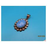 vtg Blue Lapis & Sterling 2.5' Pendant 27g