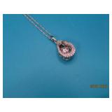 Sterling CZ TearDrop Moving Pendant 18'Necklace 3g