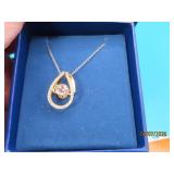 Sterling (goldtone) 17' Necklace CZ pendant boxed