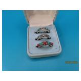 (3) Sterling SouthWest sz8 Turq/Coral Rings 10g