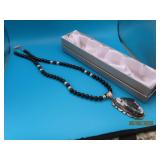 Native Sterling CSsigned 22' BlackBead Necklace