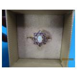 14kt Gold Opal BlueFlower Stone sz8 Ring 4.3g
