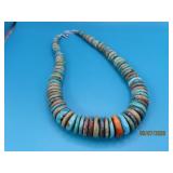 Impressive heavy Disc Beaded Turqoise 17' Necklace